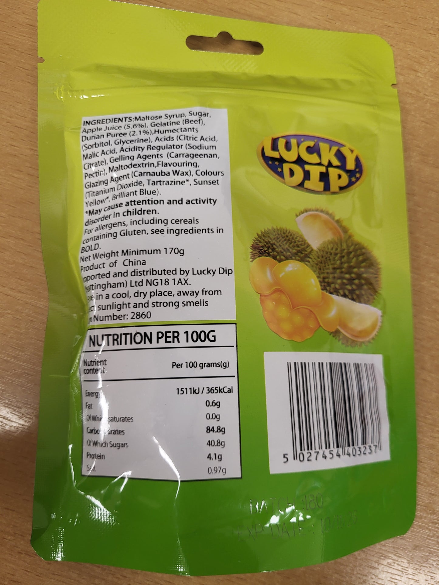 Peerlez Peel A Gummy Durian Flavour 170g